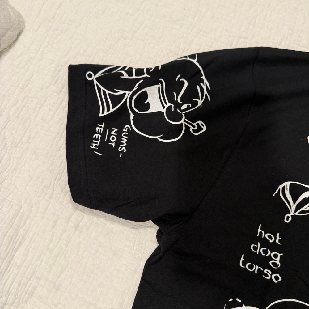 Adidas Black T-Shirt with White Popeye Design Popeye NWT
